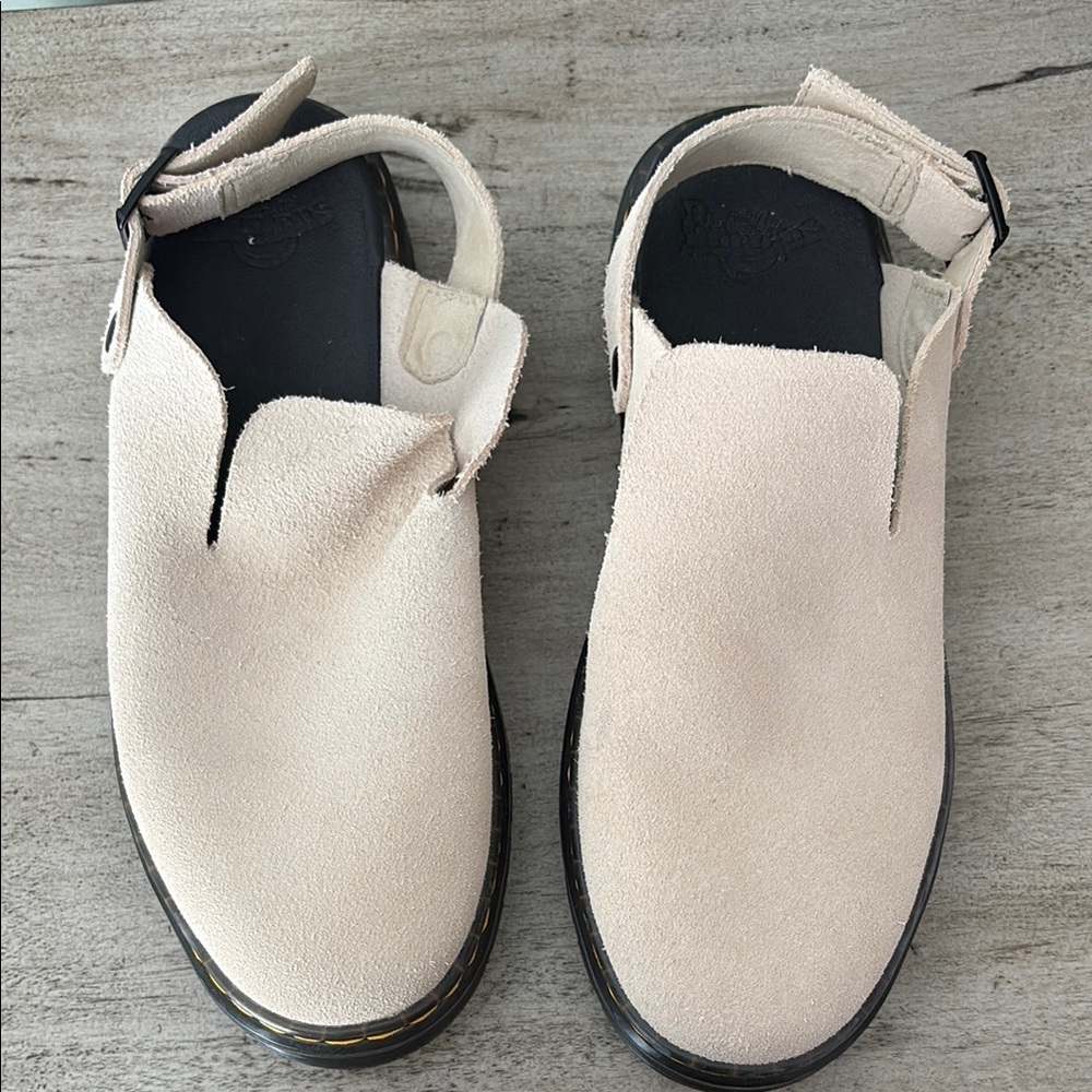 Cream Suede Slip-On Sandals
